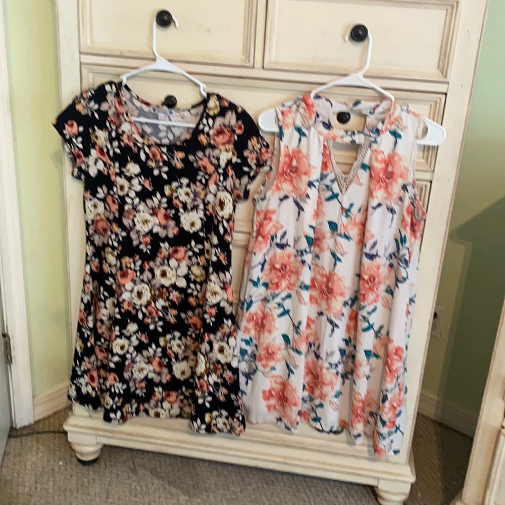 To pull over dresses one with button that halter top other one cap  sleeves